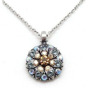 Mariana Moon Drops Silver Guardian Angel Necklace Blue Brown Crystal 216-3 NWT